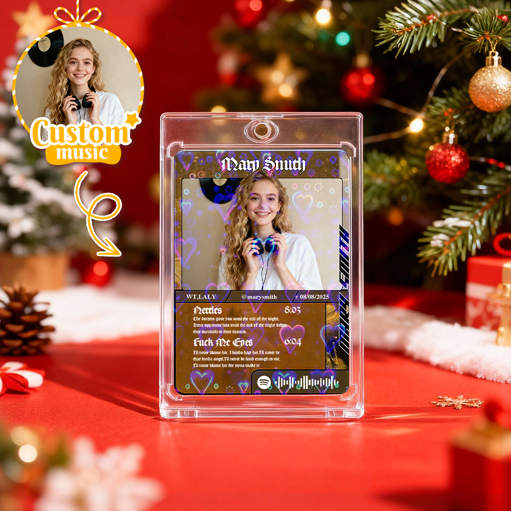 Personalized Music Trading Card for Couples Custom Acrylic Valentine Card Gift Idea Chrismtas Card Gift - MyPhotoSocksAu