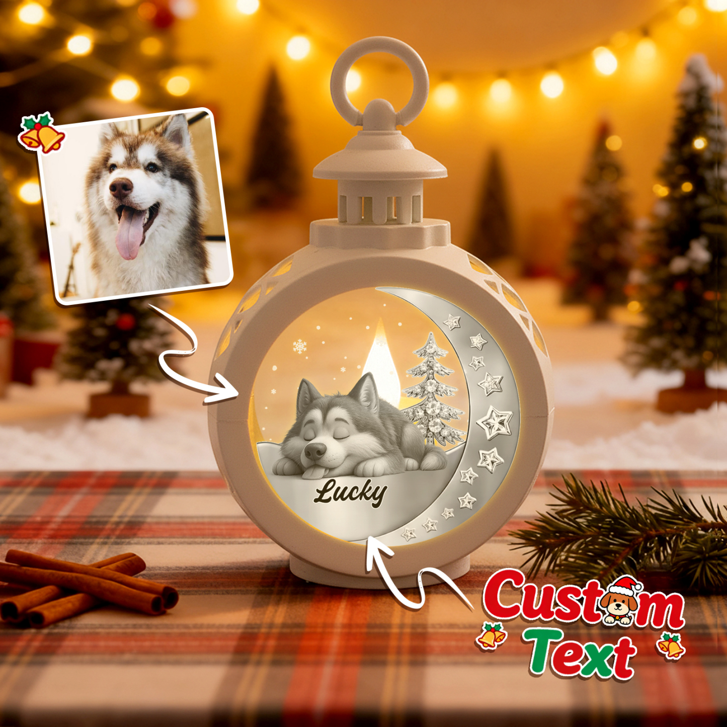 Beside You - Personalized Custom 3D Effect Christmas Lantern - MyPhotoSocksAu