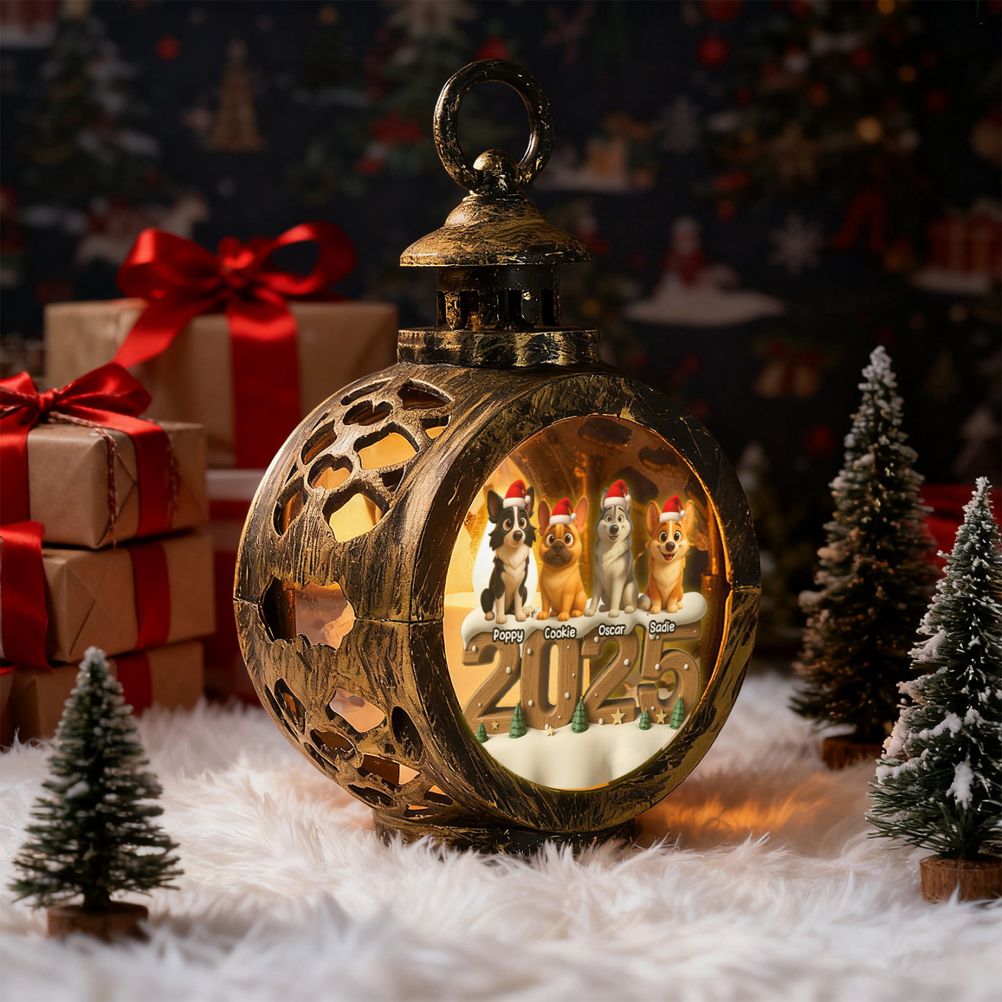 Custom 2025 Christmas Lantern Beside You Anime Photos Personalized Christmas Gifts for Pet Lovers - MyPhotoSocksAu