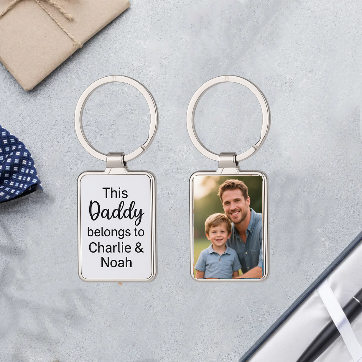 Personalised Dad Photo Keyring, Father's Day Gift for Dad Grandad, Photo Keychain, Gift for Daddy, Gift From Children, New Baby Gift
