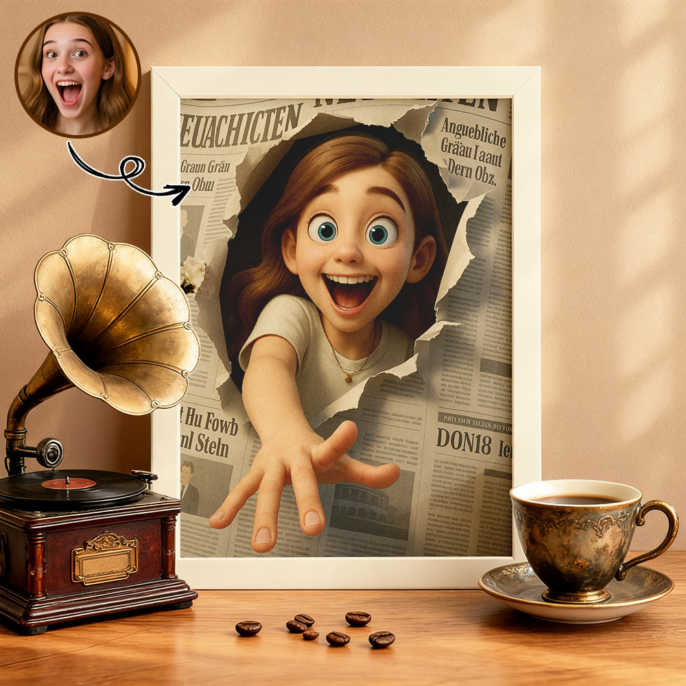 Personalized Glass Refraction Cartoon Portrait Wall Art Creative Custom Gift for Birthday or Christmas Ornament - MyPhotoSocksAu