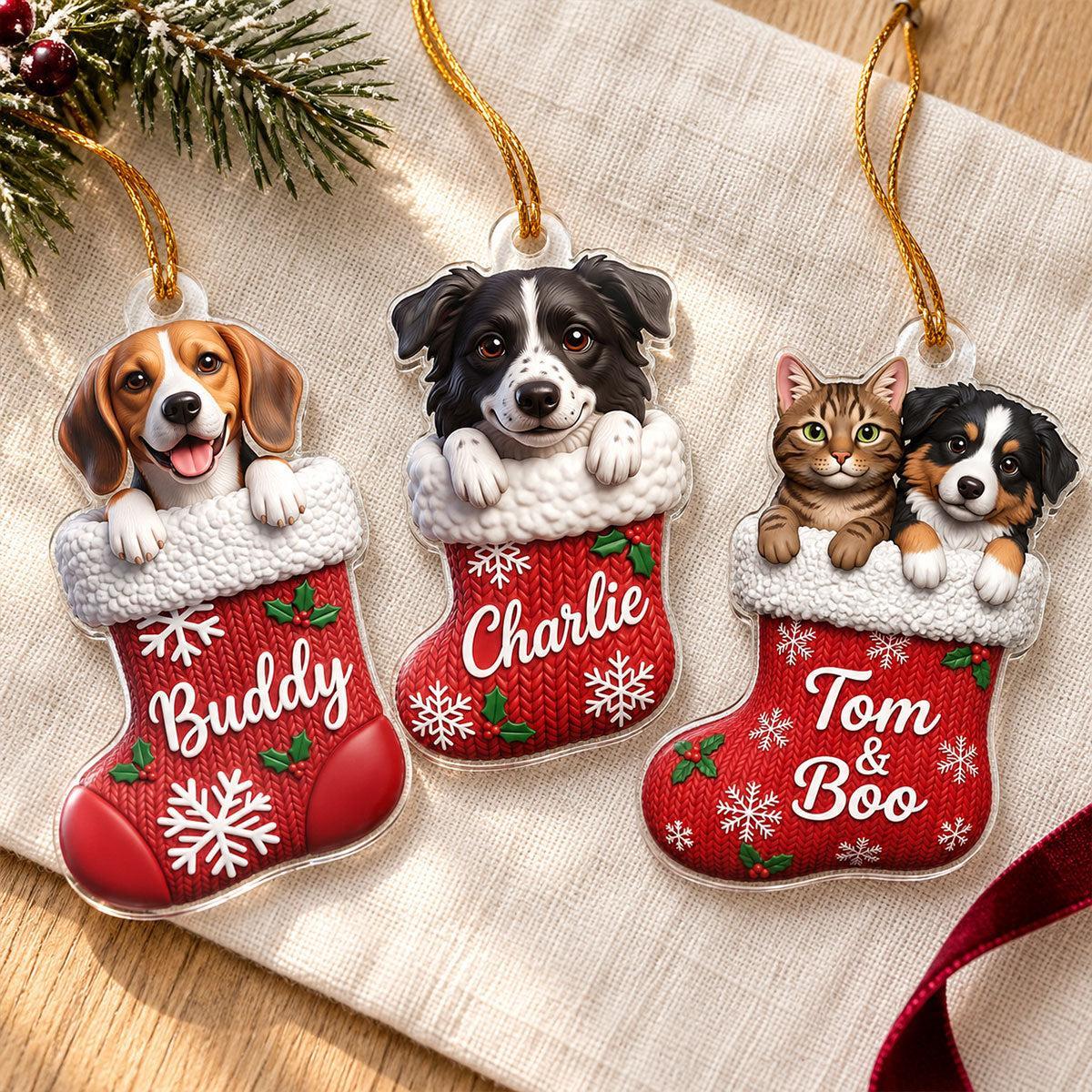 Custom Dog Cat Pet Stocking - Personalized Acrylic Ornament - Christmas Gift for Dog Cat Mom - MyPhotoSocksAu
