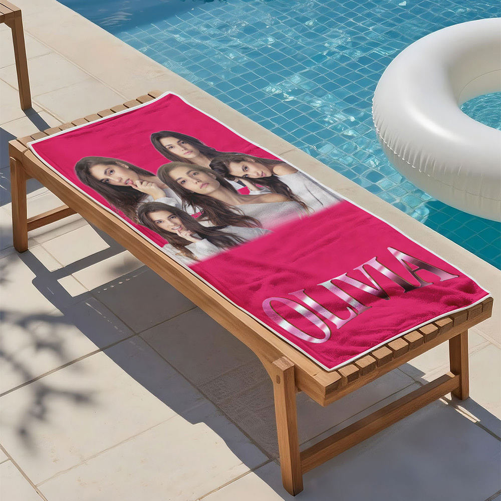 Custom Photo Beach Towel Muti-face Colored Beach Towel Summer Funny Gift Idea Pink Beach Towerl - MyPhotoSocksAu