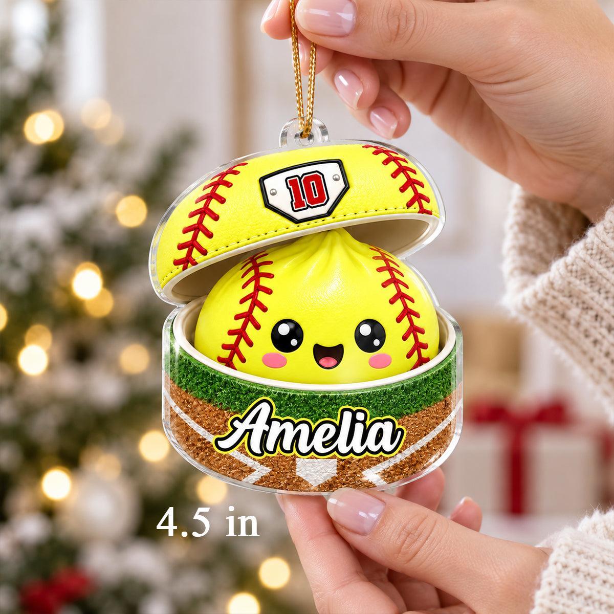 Custom Ball Games Dumpling Squishy Style - Personalized Acrylic Ornament - Christmas Gift for Daughter, Son, Grandkids - MyPhotoSocksAu