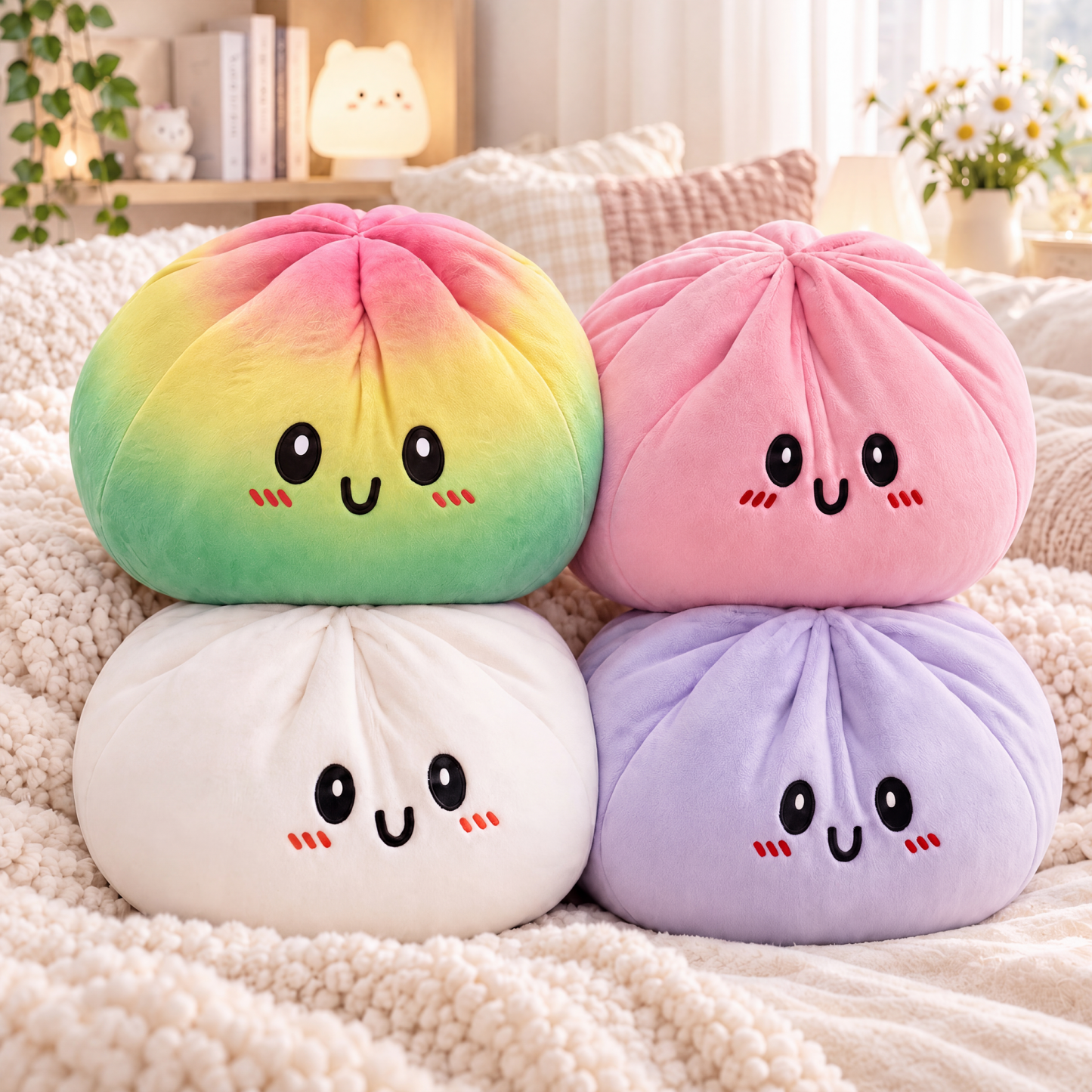 Rainbow Dumpling Plush Pillow for Kids – Cute Squishy Gift for Birthday, Easter & Christmas - MyPhotoSocksAu