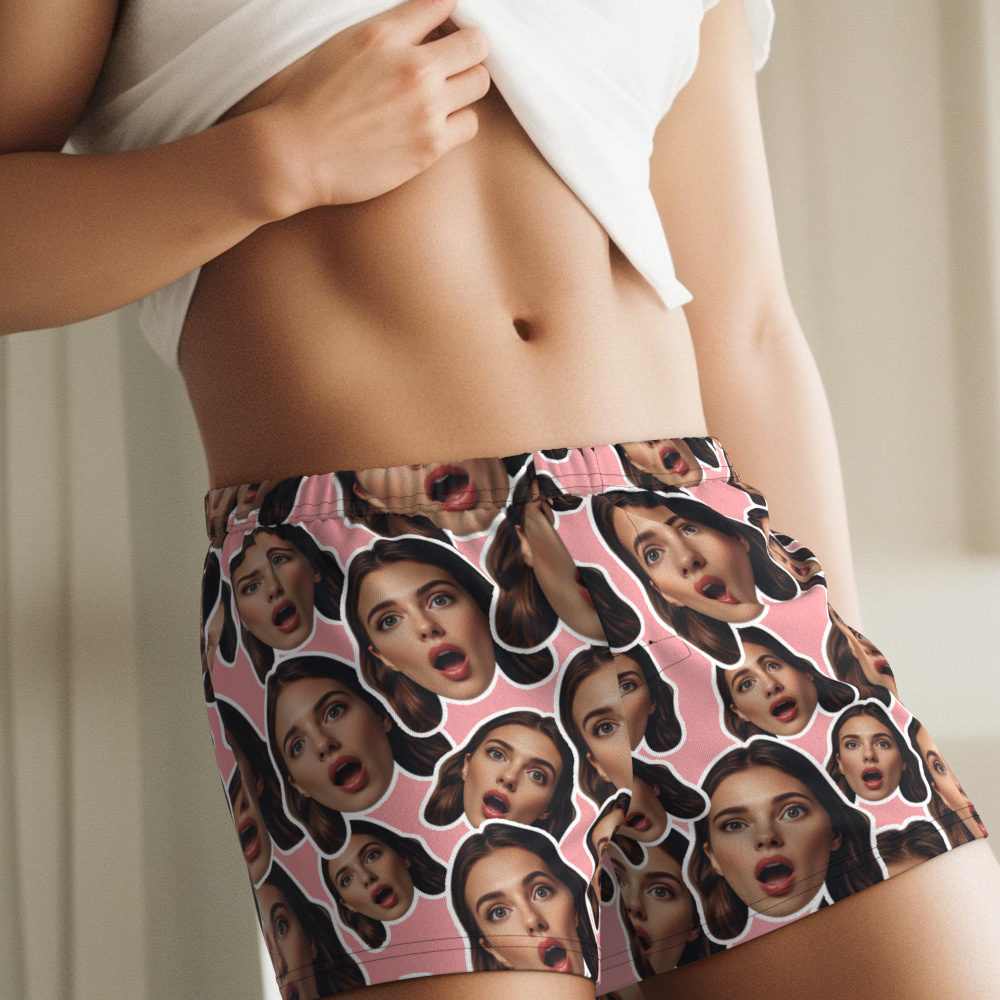 Custom Face Mash Multicolor Boxer Shorts Personalized Waistband Casual Underwear Valentine for Him - MyPhotoSocksAu