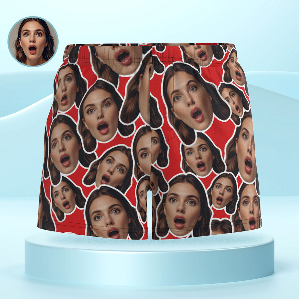 Custom Face Mash Multicolor Boxer Shorts Personalized Waistband Casual Underwear Valentine for Him - MyPhotoSocksAu