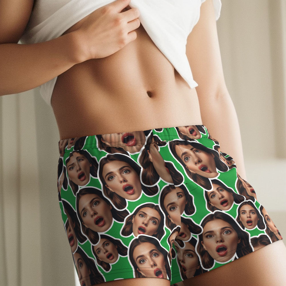 Custom Face Mash Multicolor Boxer Shorts Personalized Waistband Casual Underwear Valentine for Him - MyPhotoSocksAu