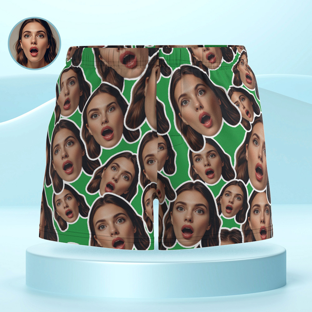 Custom Face Mash Multicolor Boxer Shorts Personalized Waistband Casual Underwear Valentine for Him - MyPhotoSocksAu