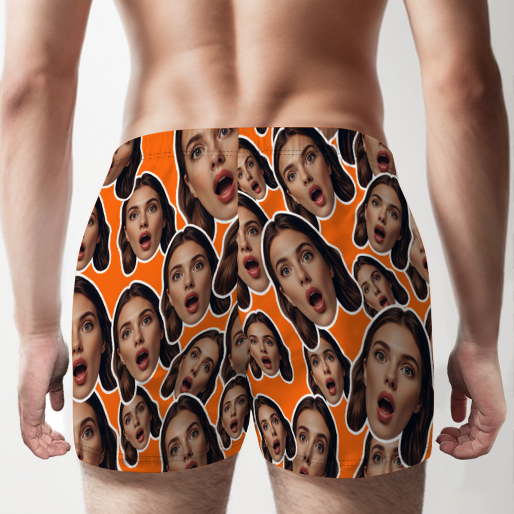 Custom Face Mash Multicolor Boxer Shorts Personalized Waistband Casual Underwear Valentine for Him - MyPhotoSocksAu