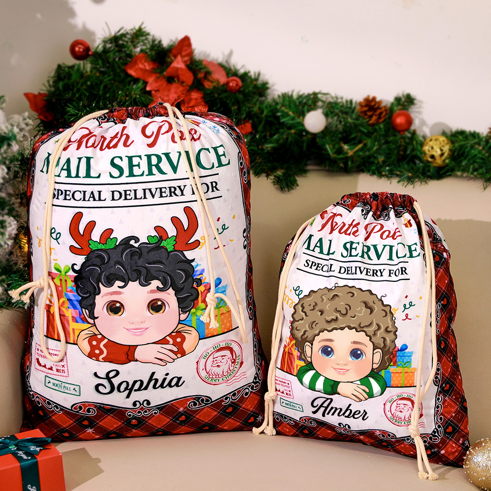 Personalized Christmas Sack Custom Christmas Santa Sack From North Pole For Kids Christmas Gift