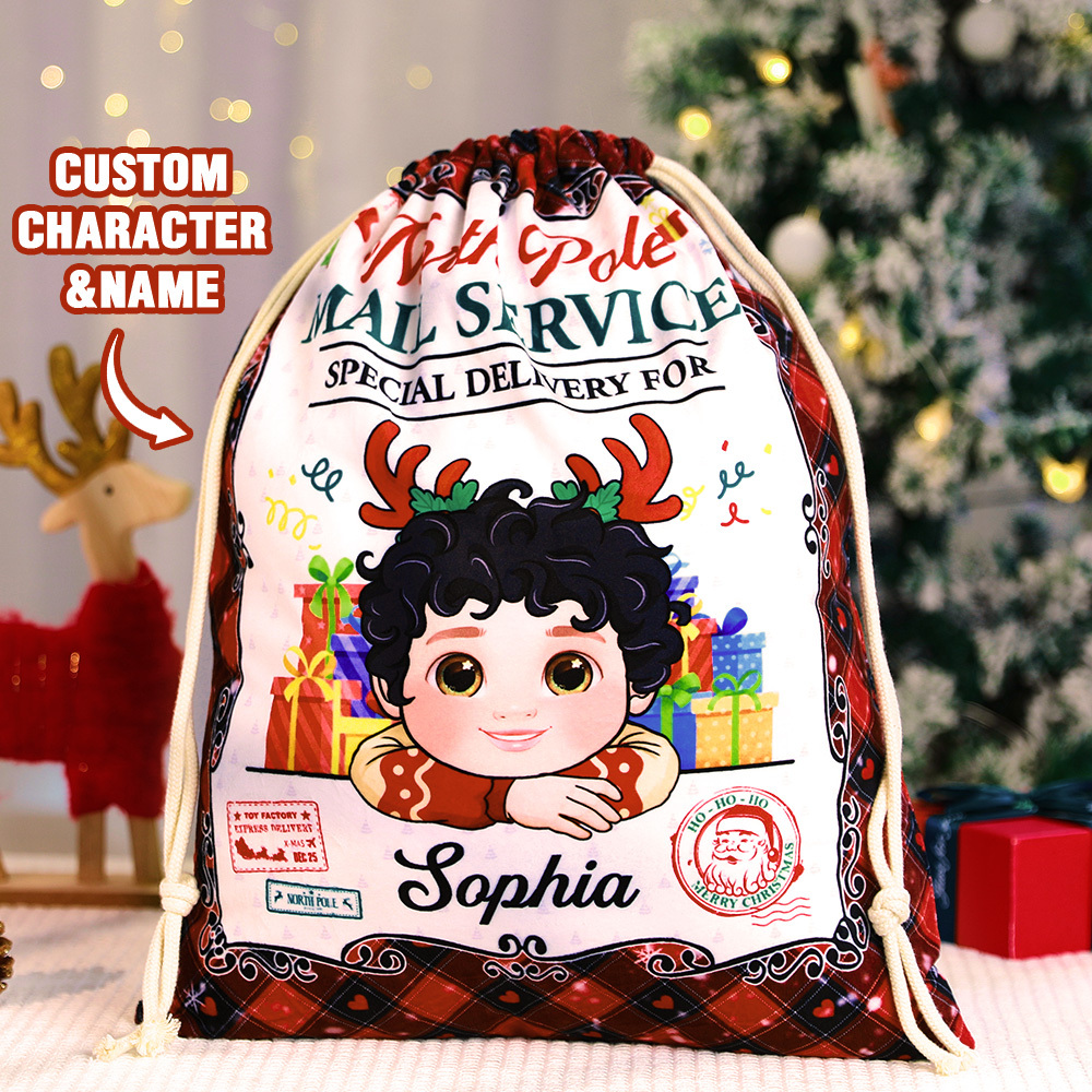 Personalized Christmas Sack Custom Christmas Santa Sack From North Pole For Kids Christmas Gift - MyPhotoSocksAu