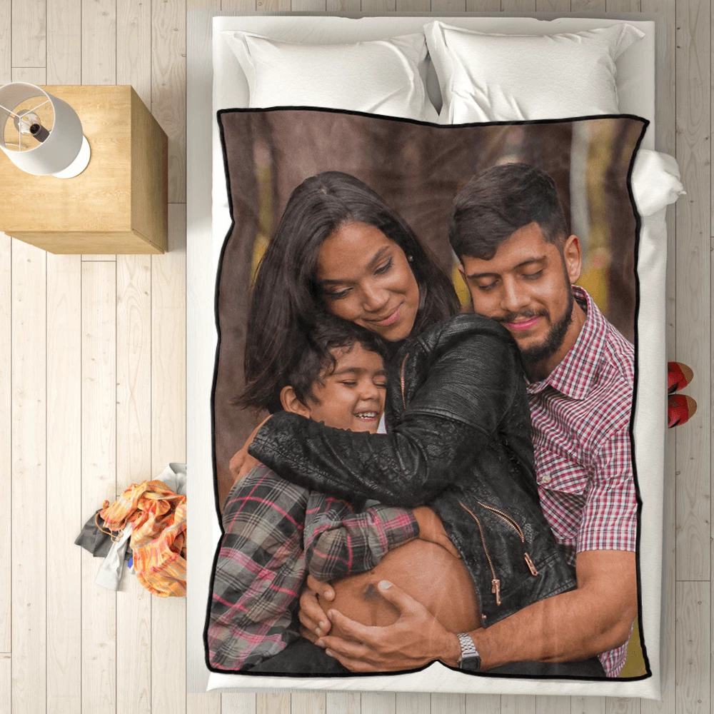 Personalized Family Photo Cover Whole Fleece Custom Blanket - MyPhotoSocksAU