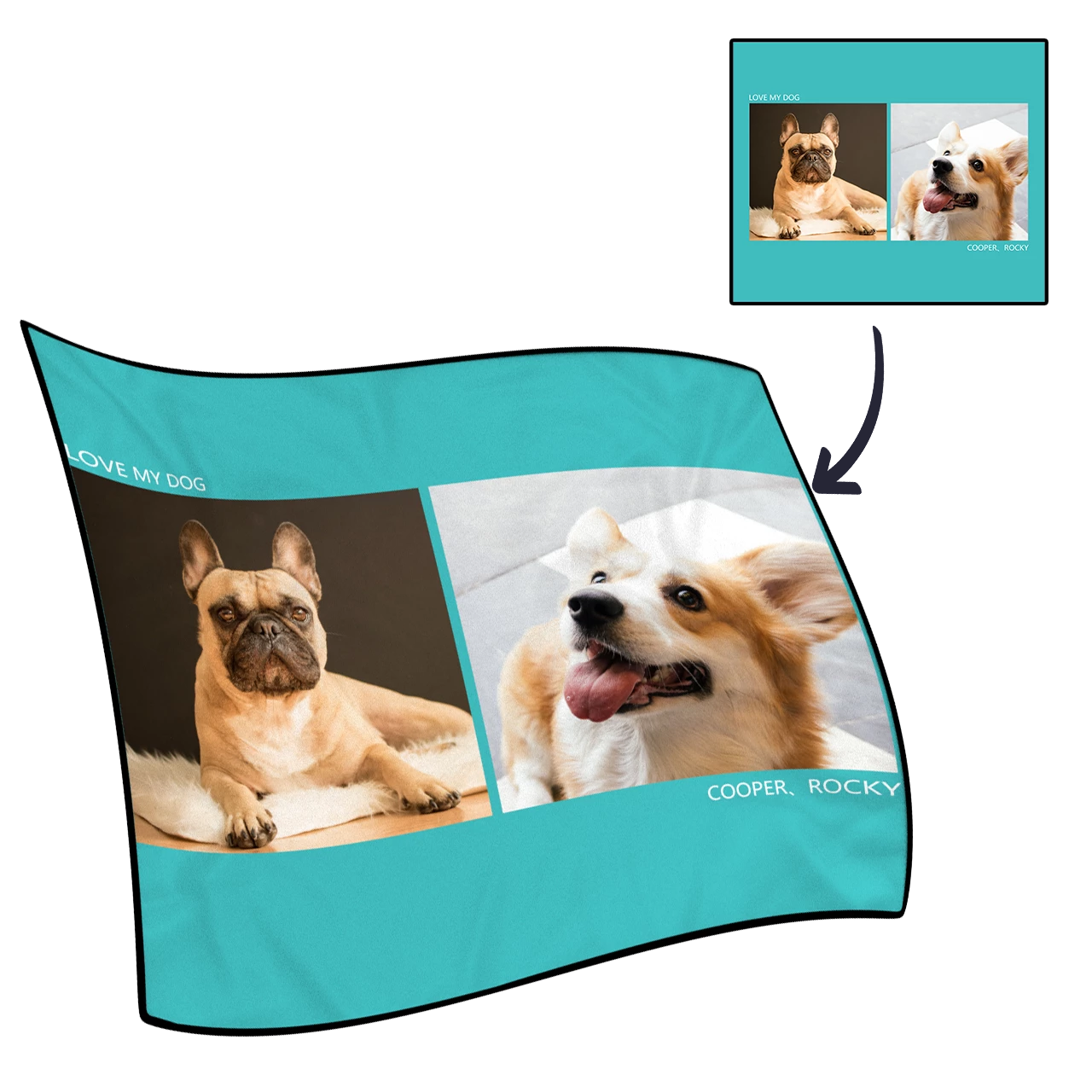 Photo Blanket Personalized Pets Fleece with 2 Photos - MyPhotoSocksAU