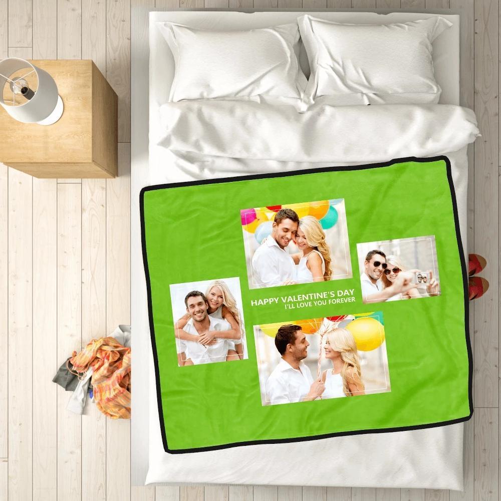 Personalized Perfect Love with 4 Photos Fleece Custom Blanket - MyPhotoSocksAU