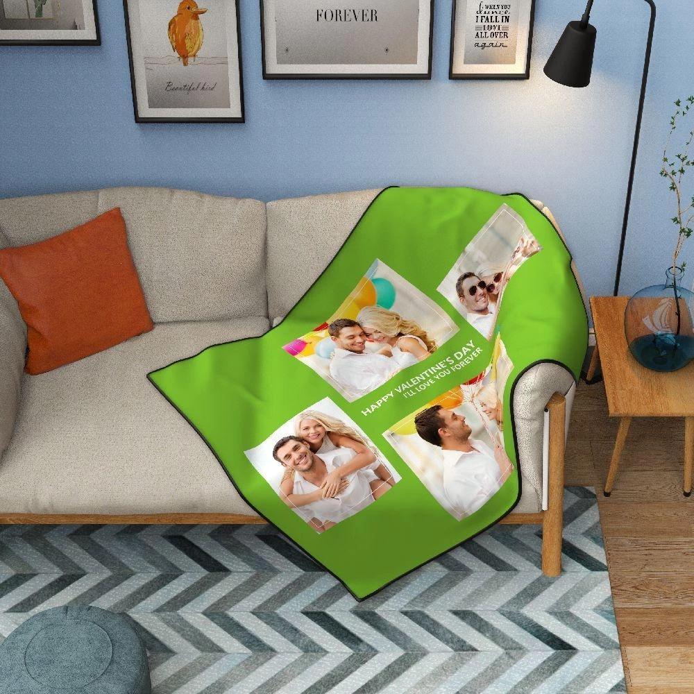 Personalized Perfect Love with 4 Photos Fleece Custom Blanket - MyPhotoSocksAU