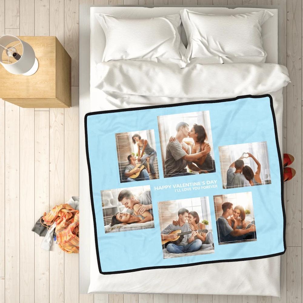 Personalized Perfect Love with 6 Photos Fleece Custom Blanket - MyPhotoSocksAU