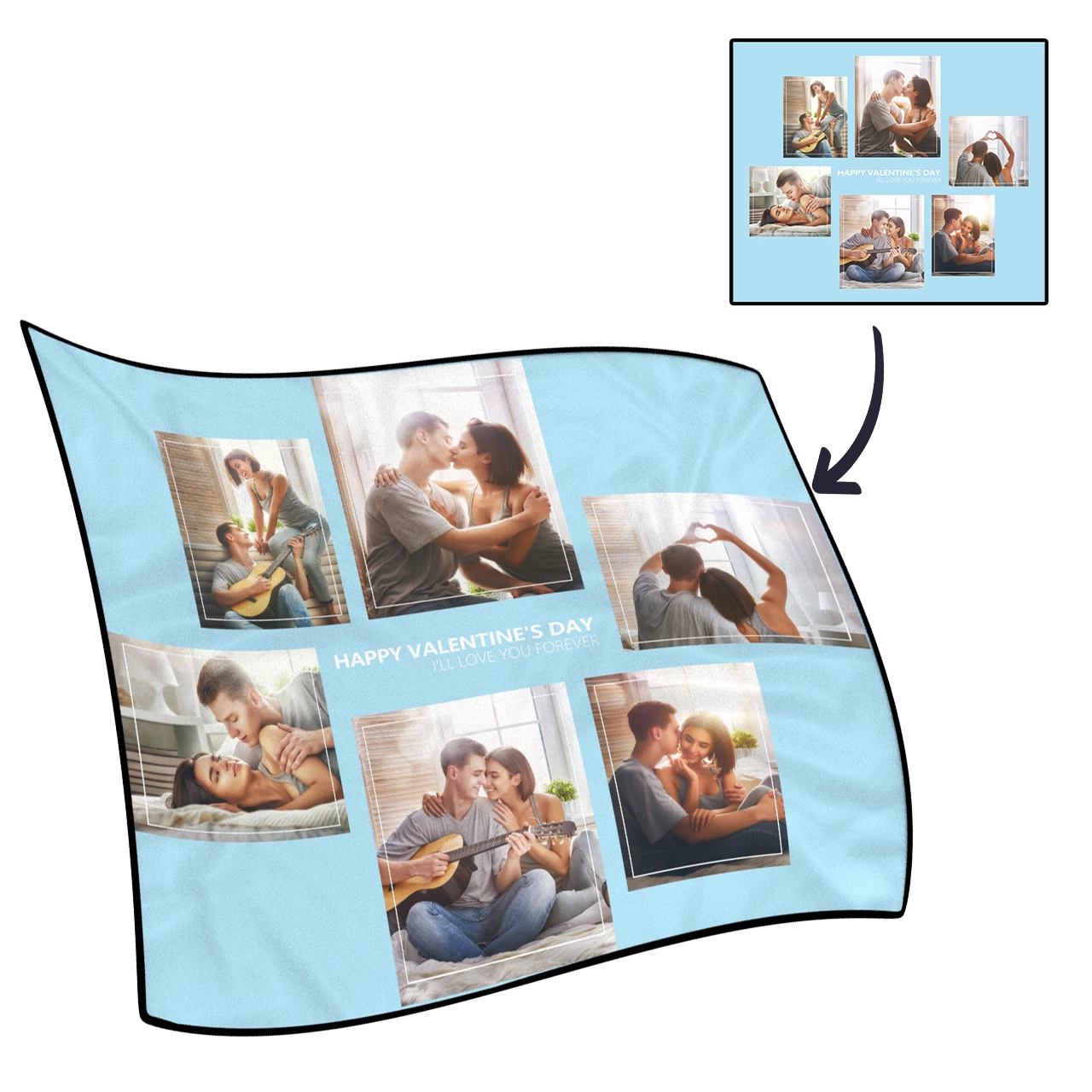 Personalized Perfect Love with 6 Photos Fleece Custom Blanket - MyPhotoSocksAU