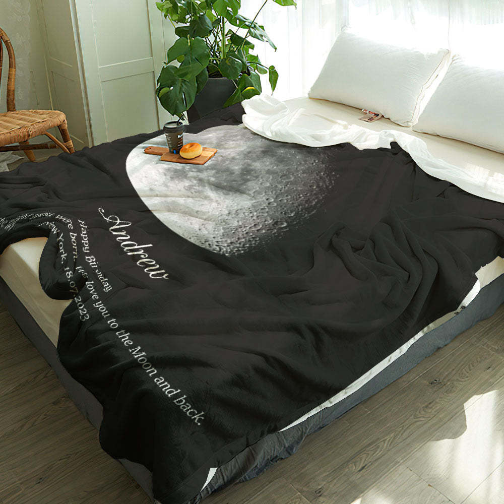 Custom Moon Phase Blanket Personalized Names Birthday Gift - My Photo Socks AU