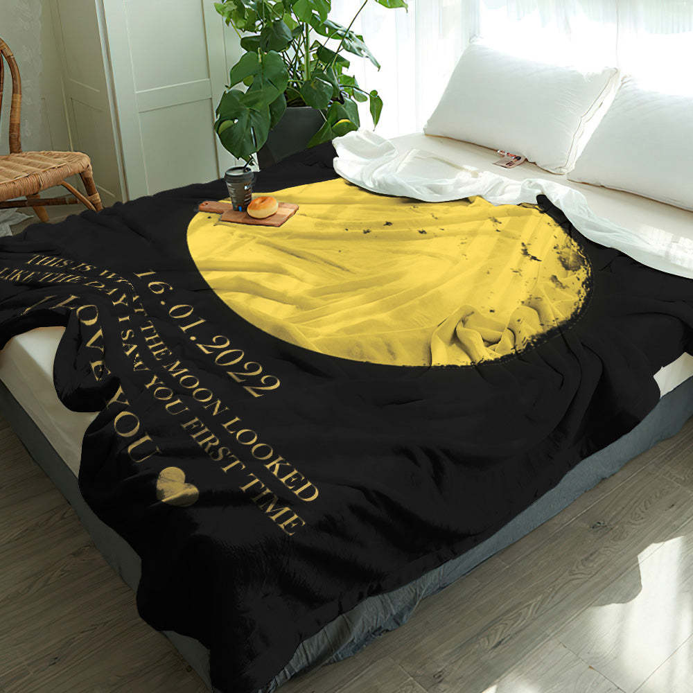 Custom Moon Phase Blanket Personalized Names Gift for Her - My Photo Socks AU