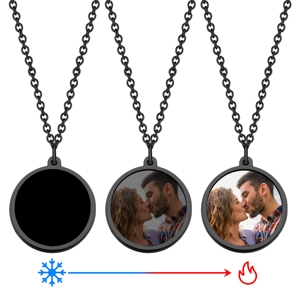 Personalised PhotoTemperature-Sensitivel Color-Changing Heart Necklace Photo Gift Necklace for Lover - MyPhotoSocksAu
