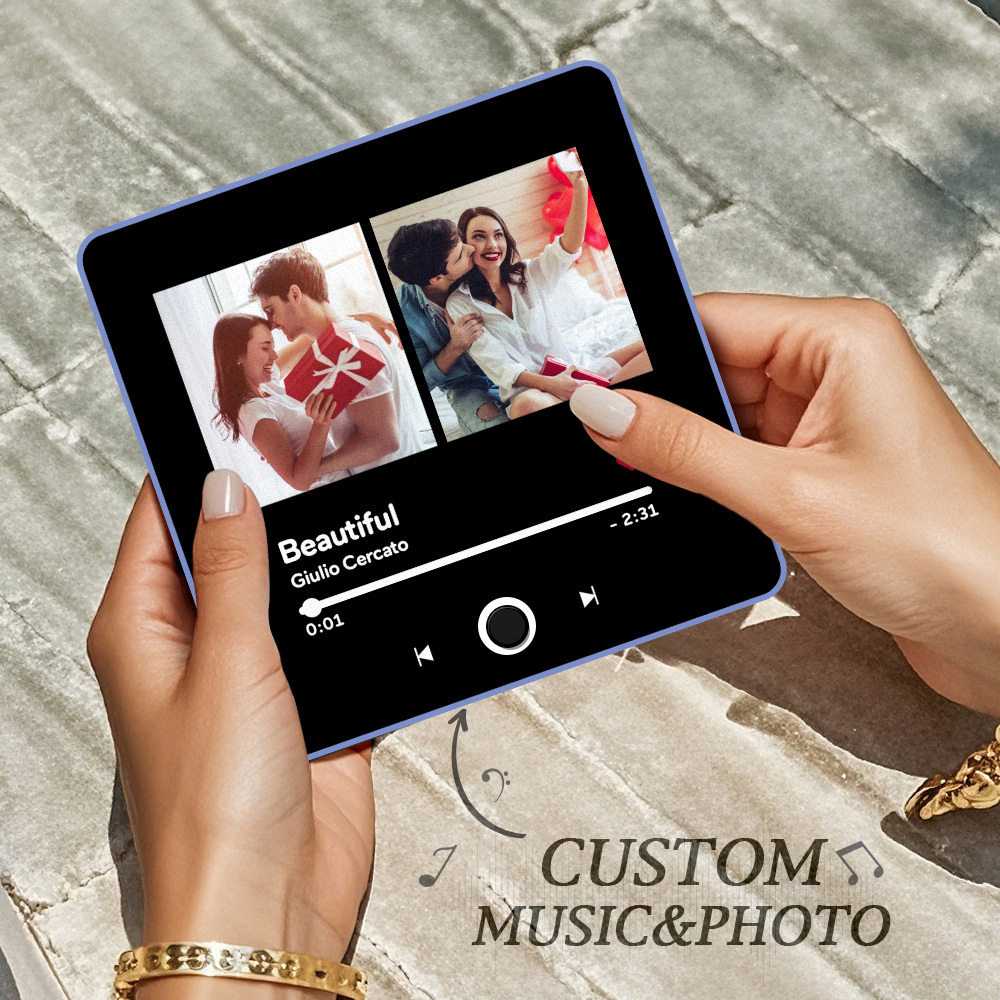 Custom Double Photo Fridge Magnet Personalised Photo Fridge Magnet Can Play Songs 3.0 Version with Frame Gifts - MyPhotoSocksAu