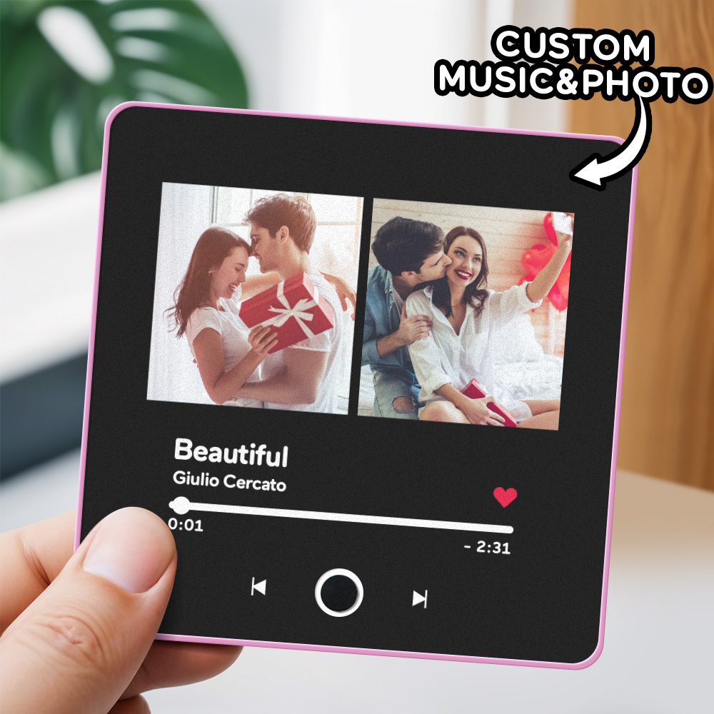 Custom Double Photo Fridge Magnet Personalised Photo Fridge Magnet Can Play Songs 3.0 Version with Frame Gifts - MyPhotoSocksAu