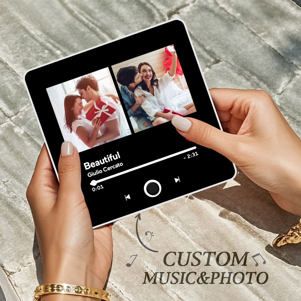 Custom Double Photo Fridge Magnet Personalised Photo Fridge Magnet Can Play Songs 3.0 Version with Frame Gifts - MyPhotoSocksAu