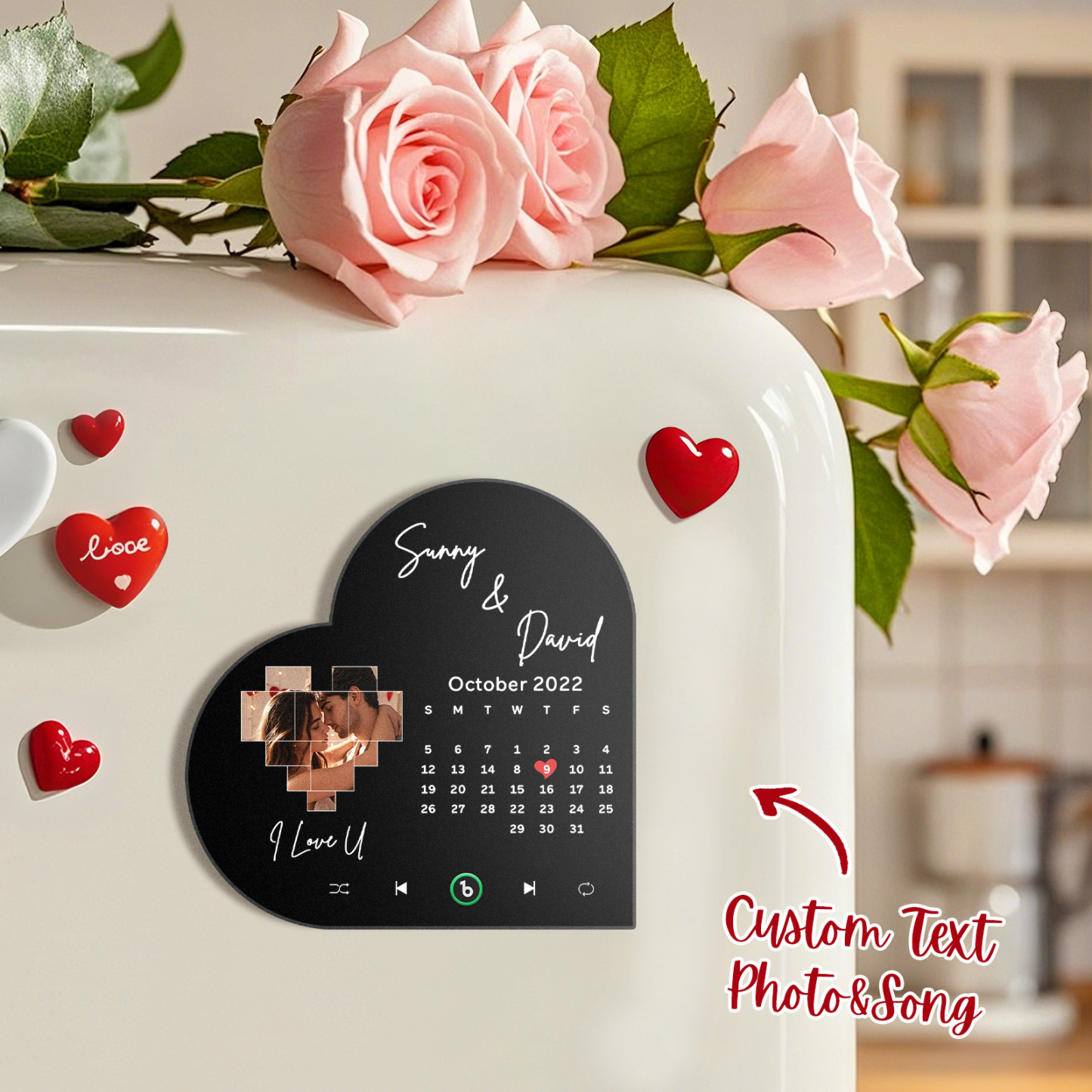 Custom Music Fridge Magnet Custom Heart Frame Album Fridge Magnet Music Wall Photo Sticker - MyPhotoSocksAu