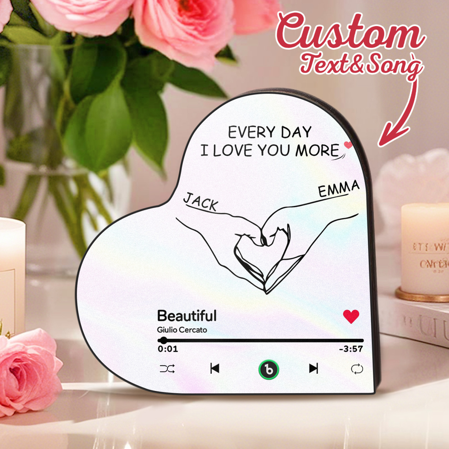 Custom Music Fridge Magnet Custom Heart Frame Album Fridge Magnet Music Wall Photo Sticker - MyPhotoSocksAu