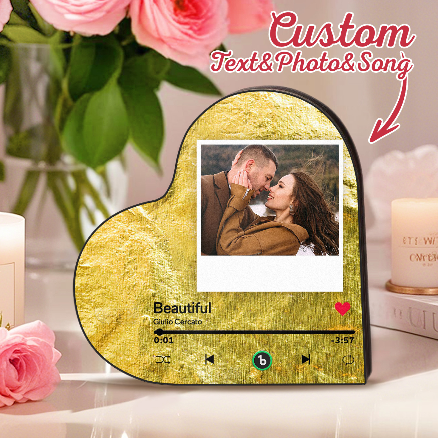 Custom Music Fridge Magnet Custom Heart Frame Album Fridge Magnet Music Wall Photo Sticker - MyPhotoSocksAu