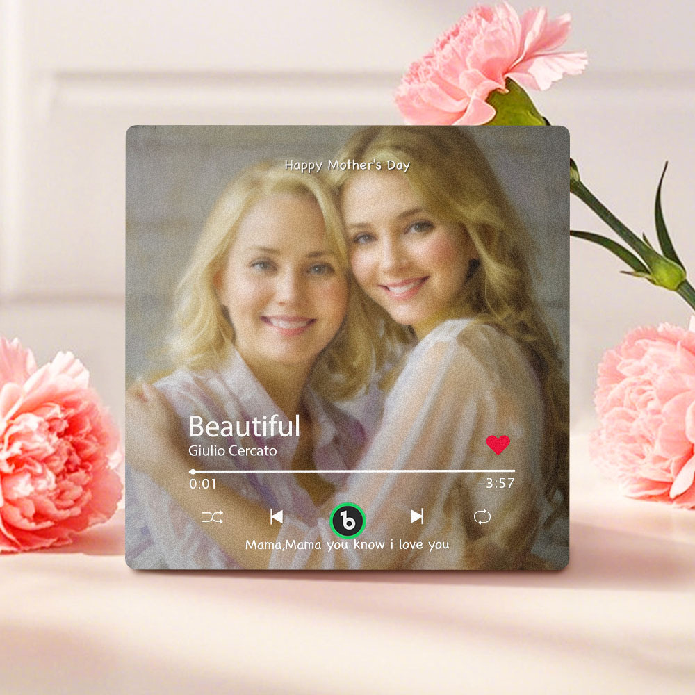 Personalized Mother's Day Music Fridge Magnet Oil Painting Effect Custom Photo Frame Gift for Mom - MyPhotoSocksAu
