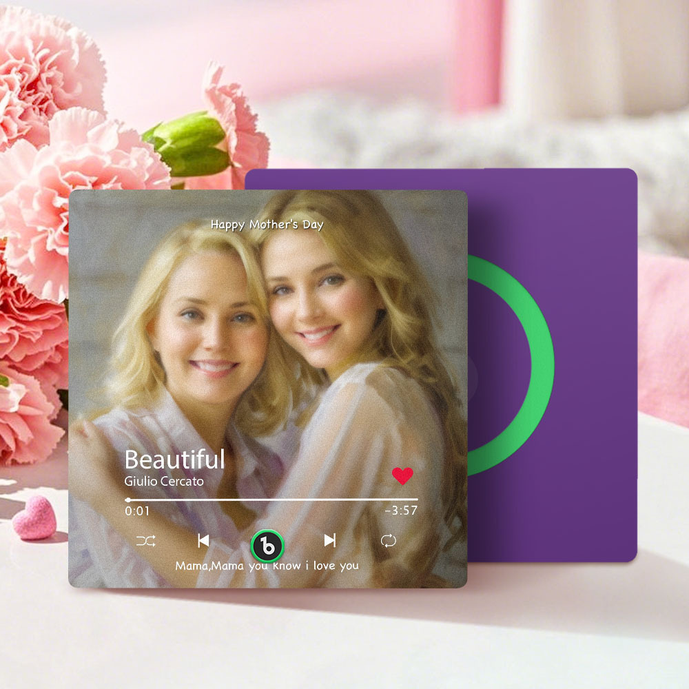 Personalized Mother's Day Music Fridge Magnet Oil Painting Effect Custom Photo Frame Gift for Mom - MyPhotoSocksAu