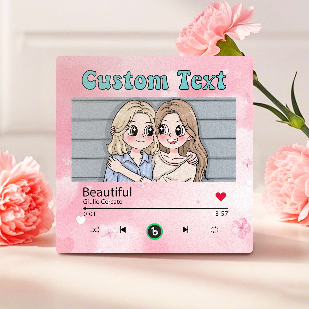 Custom Mother's Day Music Fridge Magnet Cartoon Face Personalized Photo Frame Gift for Mom - MyPhotoSocksAu