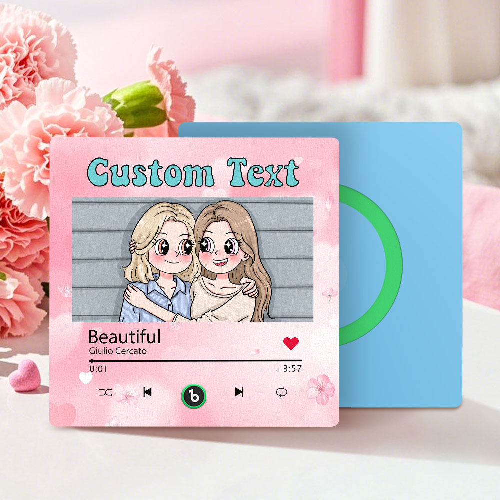 Custom Mother's Day Music Fridge Magnet Cartoon Face Personalized Photo Frame Gift for Mom - MyPhotoSocksAu