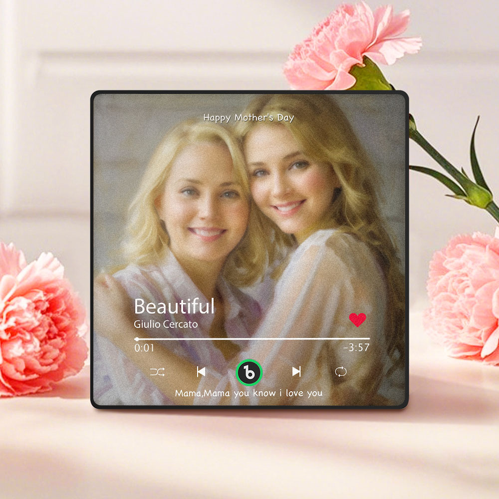 Personalized Mother's Day Music Fridge Magnet Oil Painting Effect Custom Photo Frame Gift for Mom - MyPhotoSocksAu