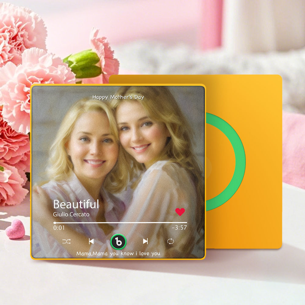 Personalized Mother's Day Music Fridge Magnet Oil Painting Effect Custom Photo Frame Gift for Mom - MyPhotoSocksAu