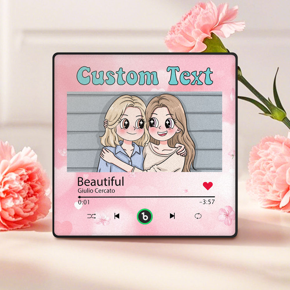 Custom Mother's Day Music Fridge Magnet Cartoon Face Personalized Photo Frame Gift for Mom - MyPhotoSocksAu