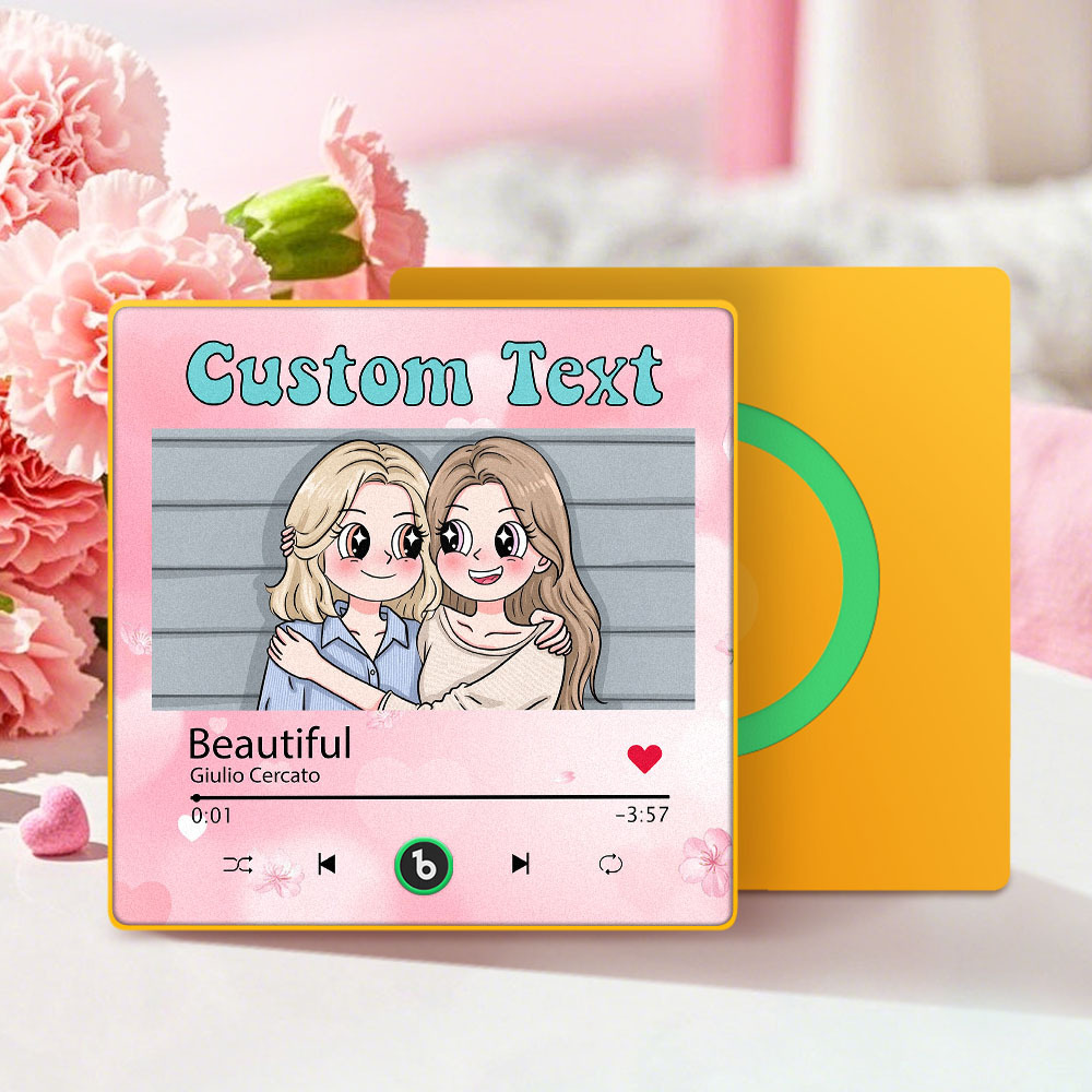 Custom Mother's Day Music Fridge Magnet Cartoon Face Personalized Photo Frame Gift for Mom - MyPhotoSocksAu
