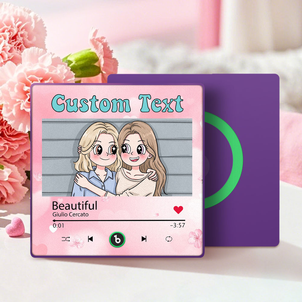 Custom Mother's Day Music Fridge Magnet Cartoon Face Personalized Photo Frame Gift for Mom - MyPhotoSocksAu