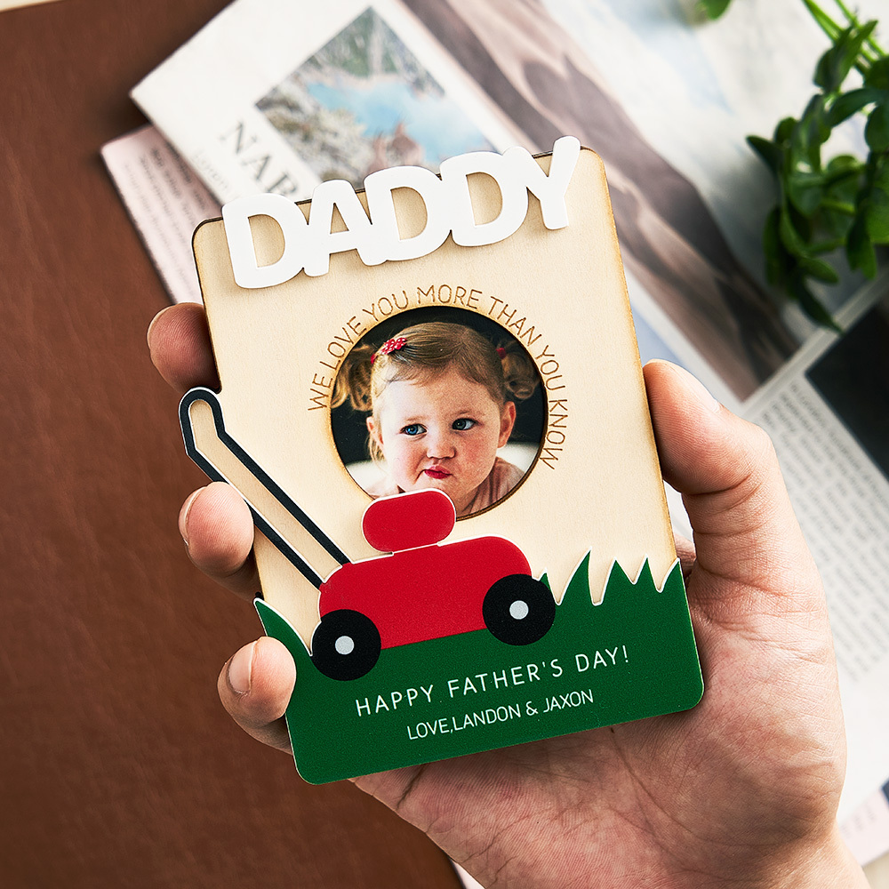 Custom Father's Day Photo Fridge Magnet Personalized  Mower Photo and Text Fridge Magnet Gift for Dad Fridge Photo Frame - MyPhotoSocksAu