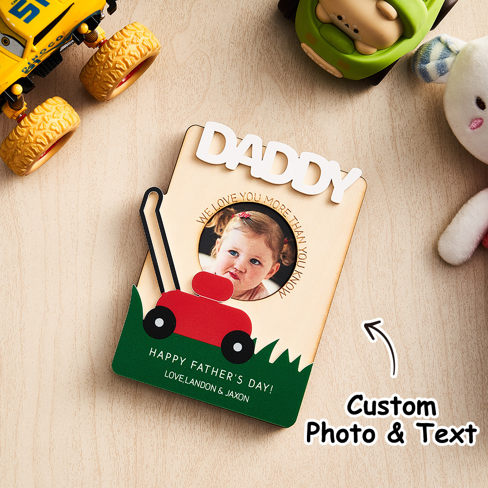 Custom Father's Day Photo Fridge Magnet Personalized  Mower Photo and Text Fridge Magnet Gift for Dad Fridge Photo Frame - MyPhotoSocksAu
