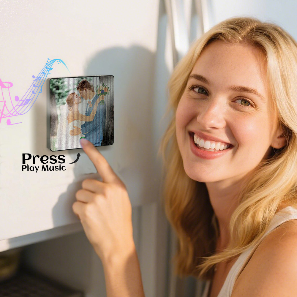 Custom Photo Portrait Lenticular Music Fridge Magnet Personalized Gift - MyPhotoSocksAu