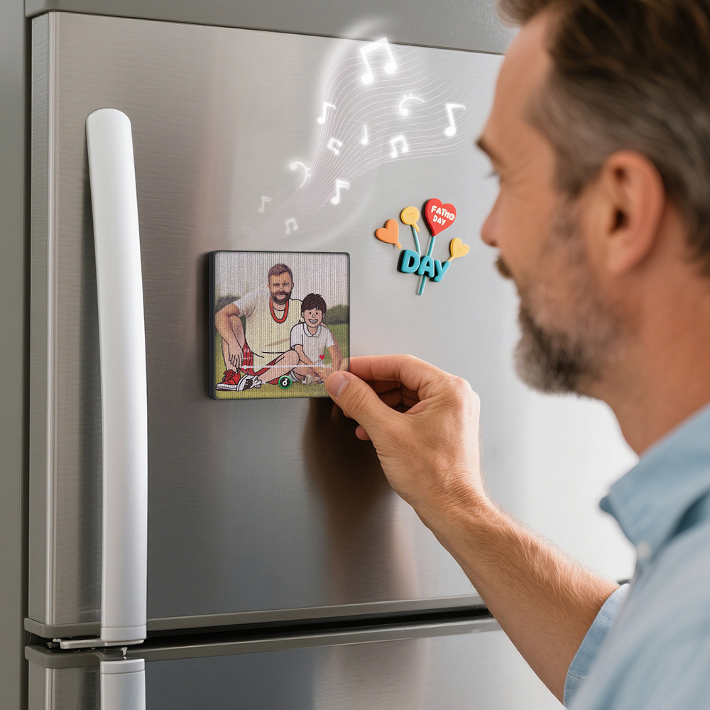 Custom Cartoon Characters Photo Lenticular Music Fridge Magnet Fun Gift - MyPhotoSocksAu