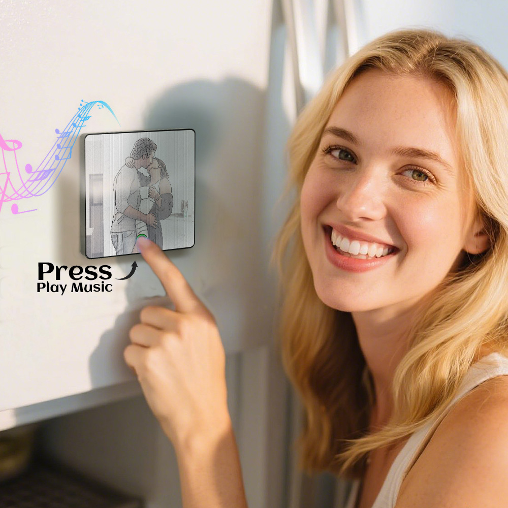 Custom Photo Music Fridge Magnet Line Drawing Photo Lenticular Gift - MyPhotoSocksAu