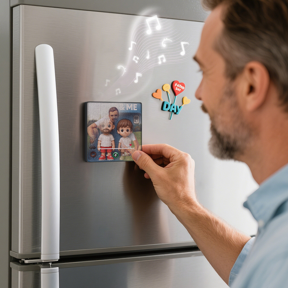 Custom Music Fridge Magnet Cartoon Photo Lenticular Gift - MyPhotoSocksAu