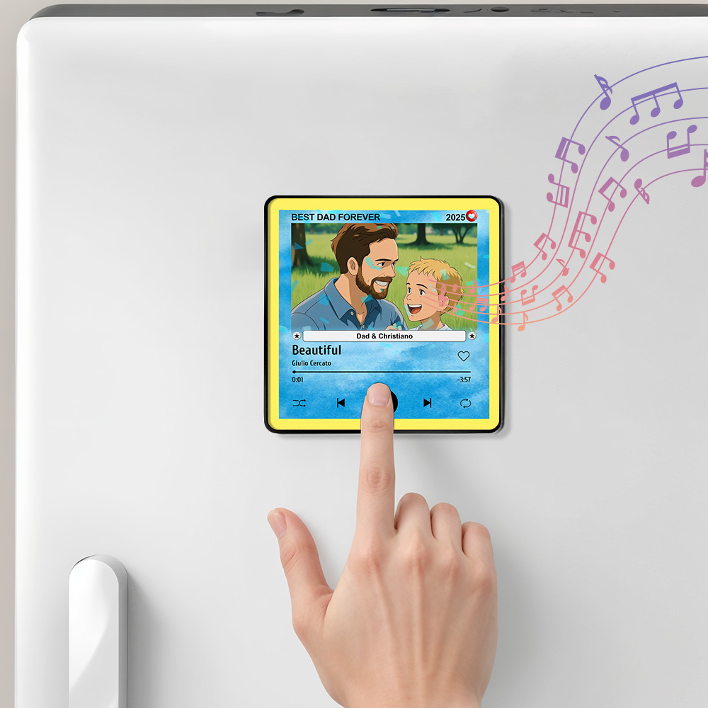 Custom Cartoon Dad Photo Fridge Magnet Music Can Be Played Without Cell Phone Music Photo Fridge Magnet Decoration for Lover - MyPhotoSocksAu