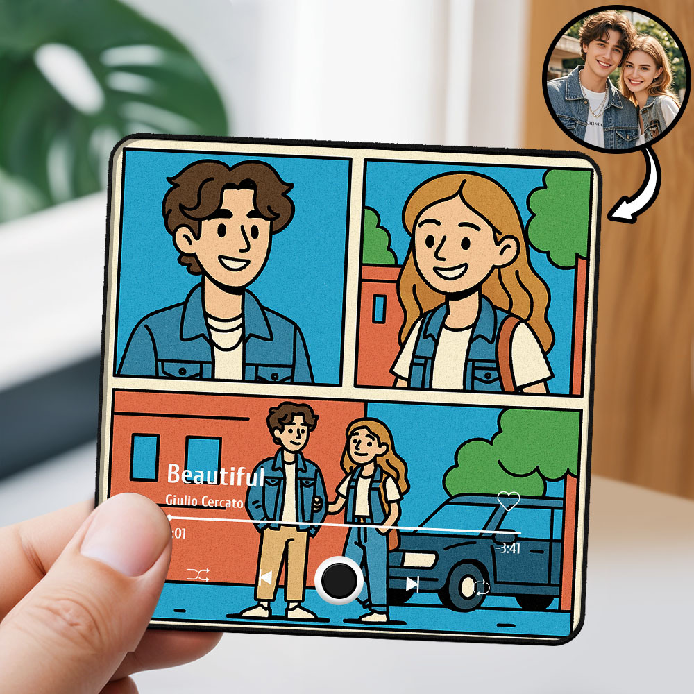 Custom Cartoon Photo Style Fridge Magnet Music Can Be Played Without Cell Phone Music Cartoon Poster Fridge Magnet - MyPhotoSocksAu