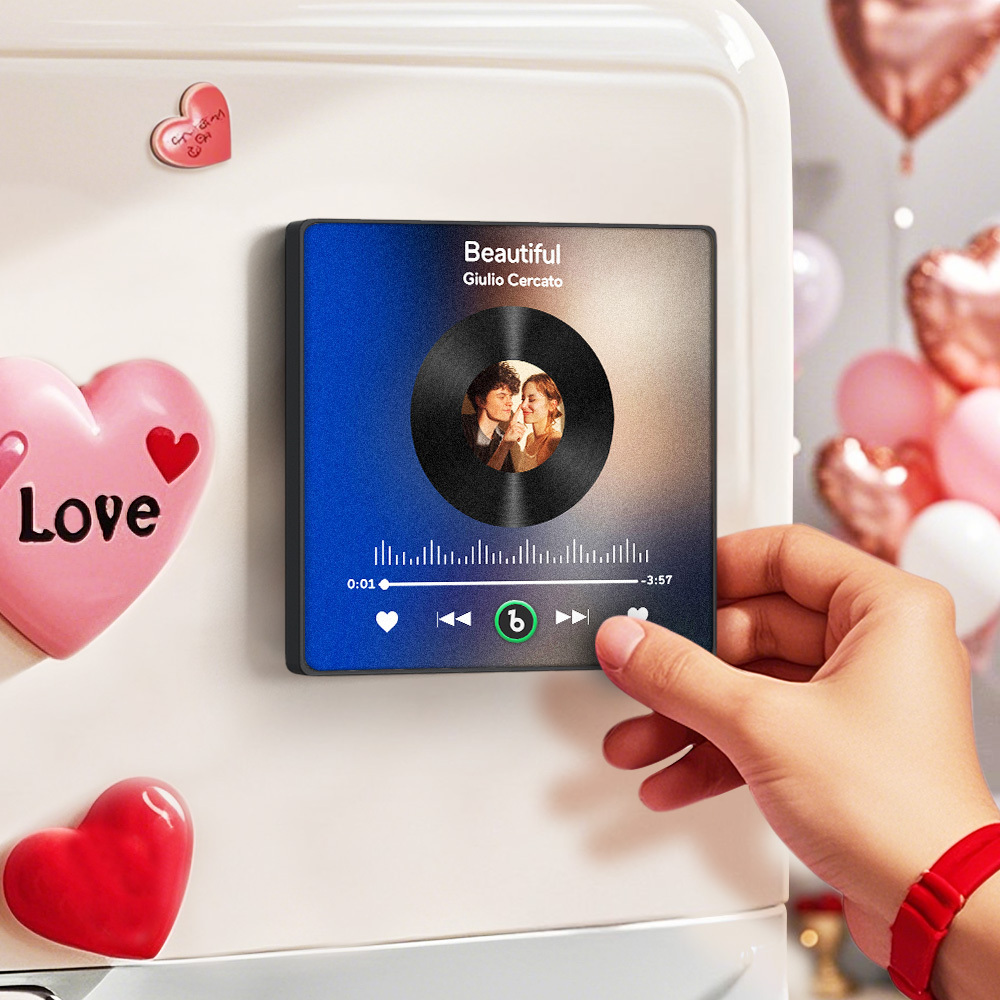 Custom Couple Photo Album Fridge Magnet Music Can Be Played Without Cell Phone Music Fridge Magnet - MyPhotoSocksAu