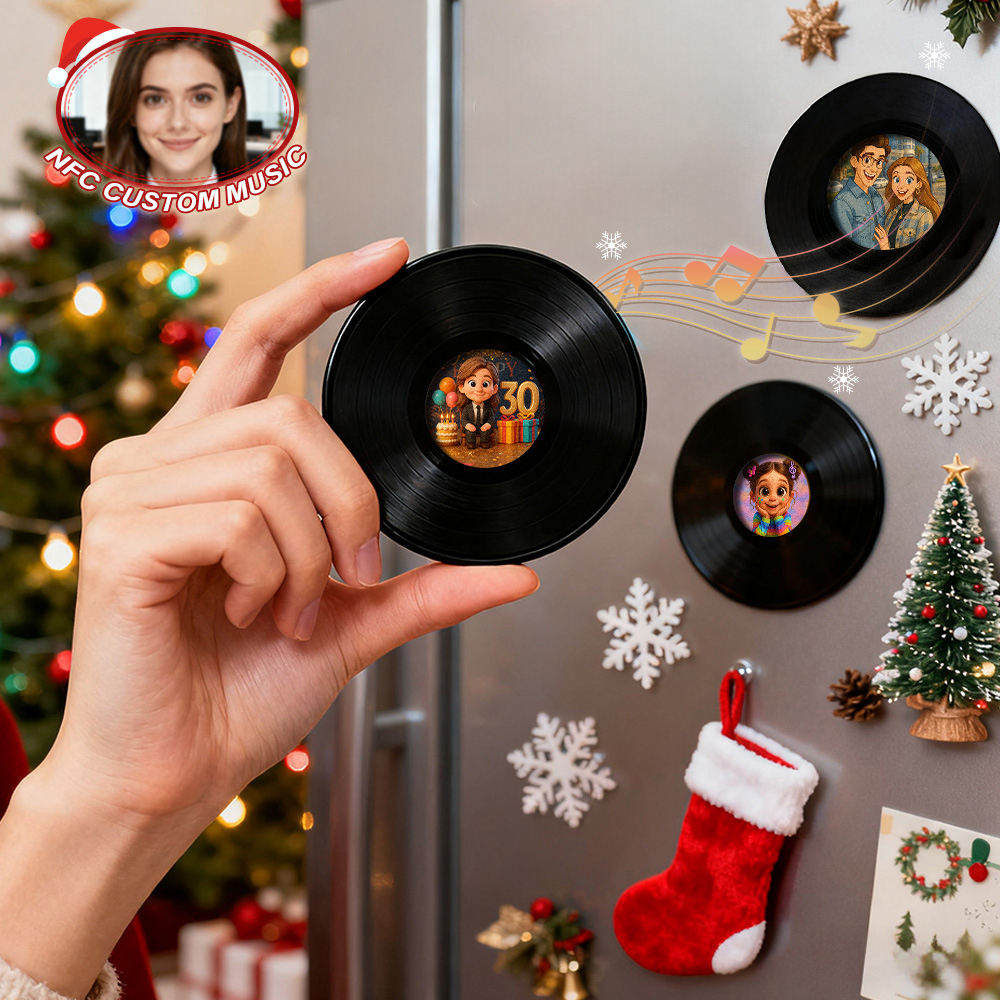 Christmas NFC Music Acrylic Fridge Magnet Custom Music Song Fridge Magnet Personalized Music Fridge Magnet Can Play Songs - MyPhotoSocksAu